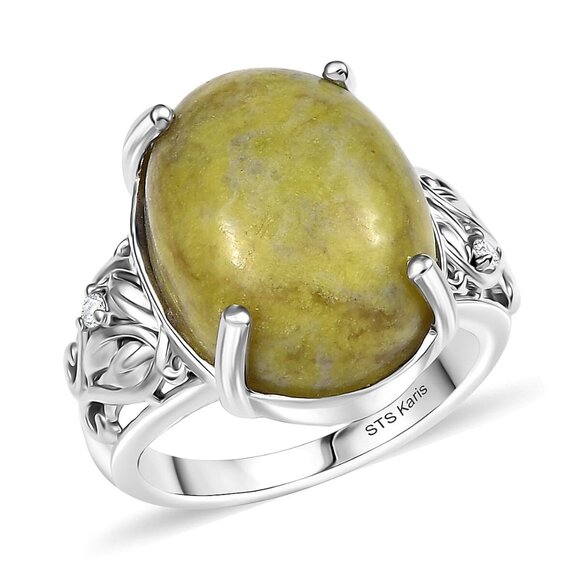 Ring & Pendant Marble and White Zircon 24.25 ctw Ring Size 10 & Pendant 20" - Picture 4 of 8